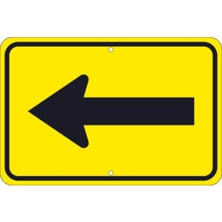 NATIONAL MARKER CO NMC Traffic Sign, Large Arrow One Direction Sign, 12in X 18in, Yellow TM249K